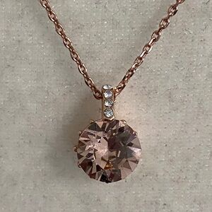 Stunning Morganite Rose Gold Pendant with Crystal Accents Necklace and Earrings